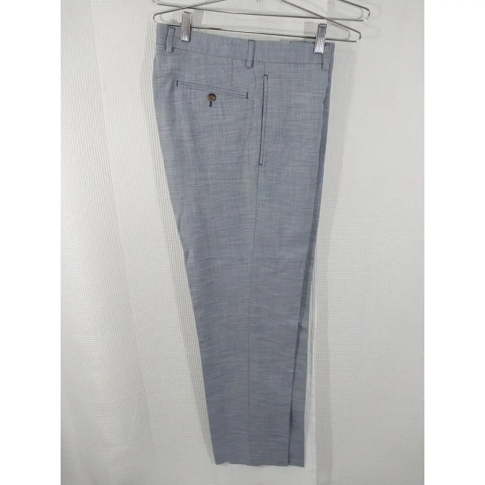 NWT@$95! LAUREN BY RALPH LAUREN! LT BLUE MICRO WEAVE ULTRAFLEX PANTS! SZ 33x32